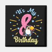 かわいいトゥーカン8誕生日8歳誕生女の子 マグネット (正面)