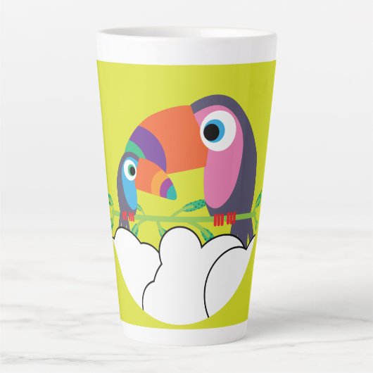 かわいいトゥーカン | Love Toucans | おもしろい Birds Mug Servi カフェラテマグ (正面)