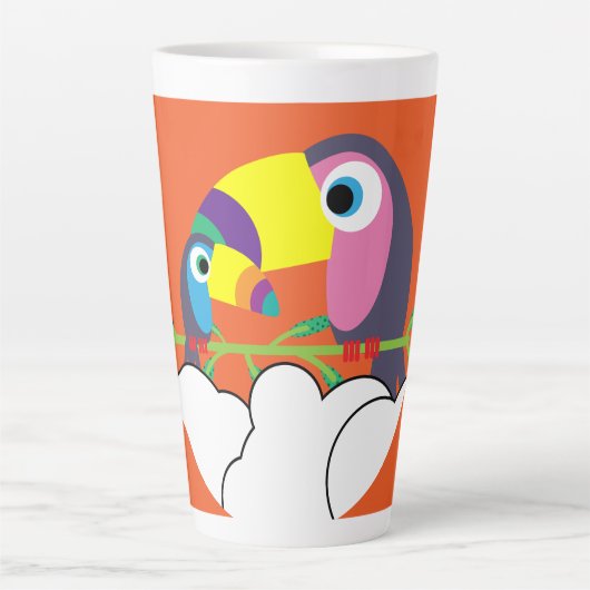 かわいいトゥーカン | Love Toucans | おもしろい Birds Mug Servi カフェラテマグ (正面)