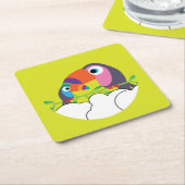 かわいいトゥーカン | Love Toucans | おもしろい Birds Mug Servi スクエアペーパーコースター (アングル)