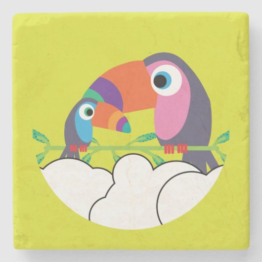 かわいいトゥーカン | Love Toucans | おもしろい Birds Mug Servi ストーンコースター (正面)