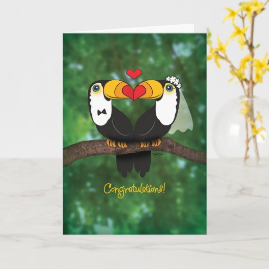 かわいいトゥーカ結婚ンのおめでとうカード カード (黄色い花)