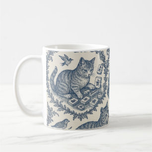 かわいいトゥール・ド・ジュイ 猫と麻雀 コーヒーマグカップ