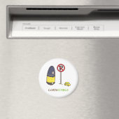 かわいいトウモロコシ巡査の交通警察おもしろいプン マグネット (インサイチュ (食洗機))