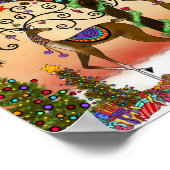 かわいいトナカイお洒落オーナメントクリスマス ポスター (角)