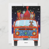 かわいいトナカイが漫画のクリスマスを運転 シーズンカード (裏面)