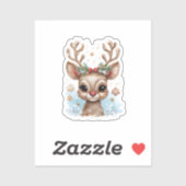 かわいいトナカイとフェスティバルガーランドステッカー シール (シート)