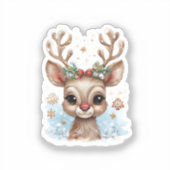かわいいトナカイとフェスティバルガーランドステッカー シール (正面)