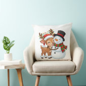 かわいいトナカイと雪だるまのクリスマスピロー クッション (椅子)