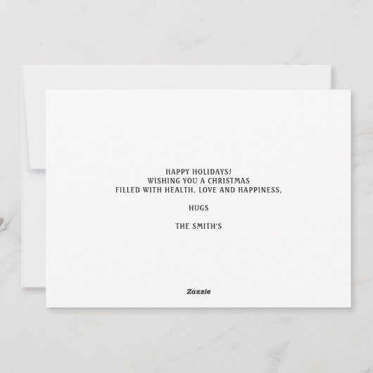 かわいいトナカイと雪だるまのハッピーホリデー シーズンカード (裏面)