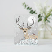 かわいいトナカイと鳥 ポストカード (スタンド正面)