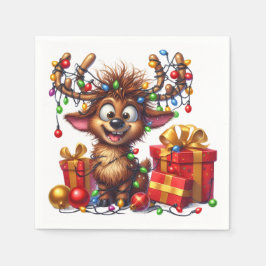 かわいいトナカイのカクテルナプキン スタンダードカクテルナプキン