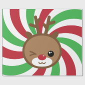 かわいいトナカイのギフトラップ ラッピングペーパー (フラット)