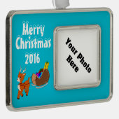 かわいいトナカイのクリスマスのカスタムによって組み立てられるオーナメント シルバープレートフレームオーナメント (右)