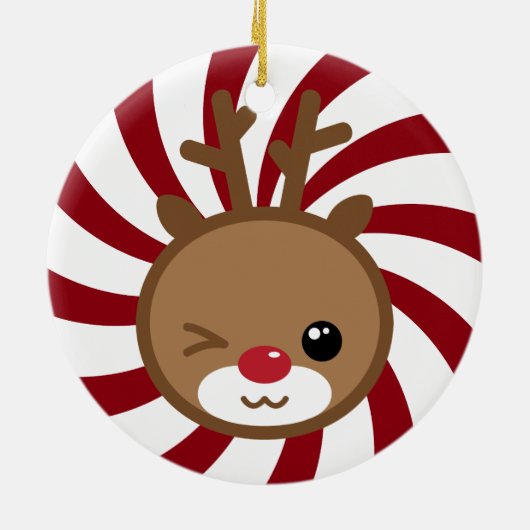 かわいいトナカイのクリスマスオーナメント セラミックオーナメント (裏面)