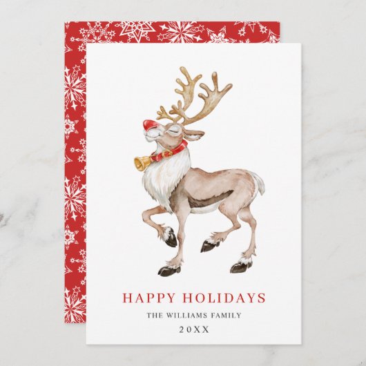 かわいいトナカイのクリスマスカード シーズンカード (正面/裏面)