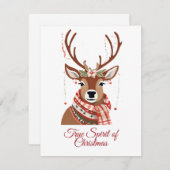 かわいいトナカイのクリスマスカード 真のクリスマスの精神 シーズンカード (正面/裏面)