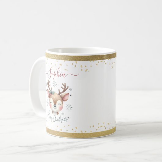 かわいいトナカイのクリスマスキッズホットチョコレートマグ コーヒーマグカップ (正面左)