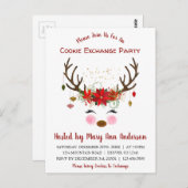 かわいいトナカイのクリスマスクッキー交換パーティー ポストカード (正面/裏面)