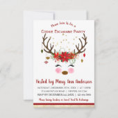 かわいいトナカイのクリスマスクッキー交換パーティー 招待状 (正面)