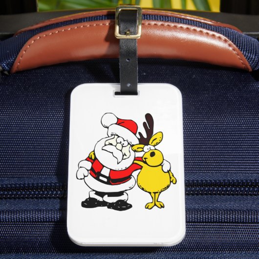 かわいいトナカイのクリスマスゴルフギフトデザイン ラゲッジタグ (正面インサイチュ2)