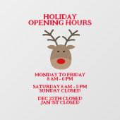 かわいいトナカイのクリスマスショップ開店時間の看板 ウィンドウサイン (シート)