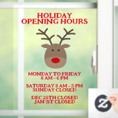 かわいいトナカイのクリスマスショップ開店時間の看板 ウィンドウサイン (ホーム)