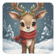 かわいいトナカイのクリスマスステッカー ギフト ノートブック用