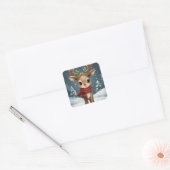 かわいいトナカイのクリスマスステッカー ギフト ノートブック用 スクエアシール (封筒)