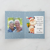 かわいいトナカイのクリスマススノーフレークモダンブルー シーズンカード (内部)