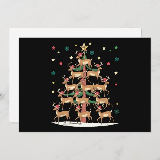 かわいいトナカイのクリスマスツリー ホリデーシーズンにぴったり シーズンカード (正面/裏面)