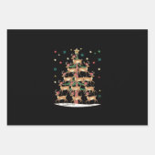 かわいいトナカイのクリスマスツリー 面白いホリデーシーズン ラッピングペーパーシート (正面)