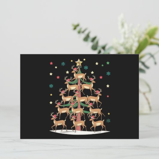かわいいトナカイのクリスマスツリー 面白いホリデー シーズン シーズンカード (スタンド正面)