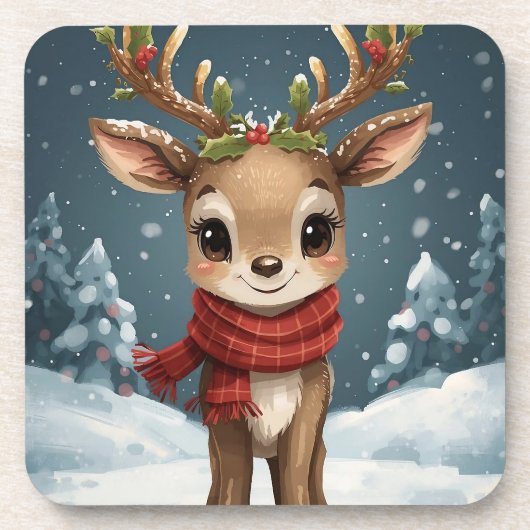 かわいいトナカイのクリスマステーブル コースター (正面)
