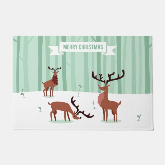 かわいいトナカイのクリスマスドアマット ドアマット (正面)