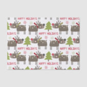 かわいいトナカイのクリスマスハッピーホリデー素朴 薄葉紙 (正面)