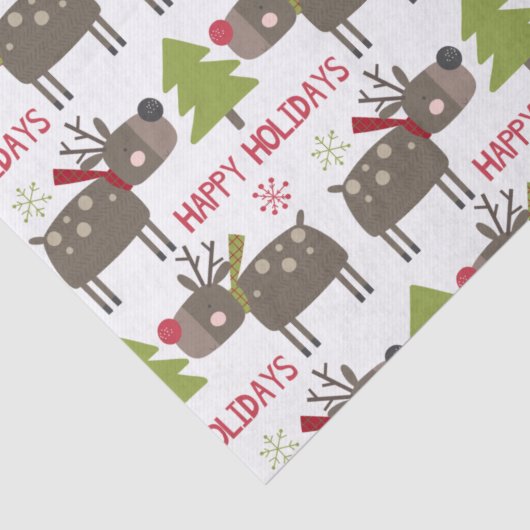 かわいいトナカイのクリスマスハッピーホリデー素朴 薄葉紙 (詳細)