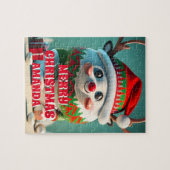 かわいいトナカイのクリスマスパーソナライズされたキッズ ジグソーパズル (横)