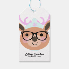 かわいいトナカイのクリスマスパーティースカーフハットグラス ギフトタグ