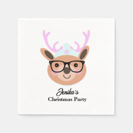 かわいいトナカイのクリスマスパーティースカーフハットグラス スタンダードカクテルナプキン