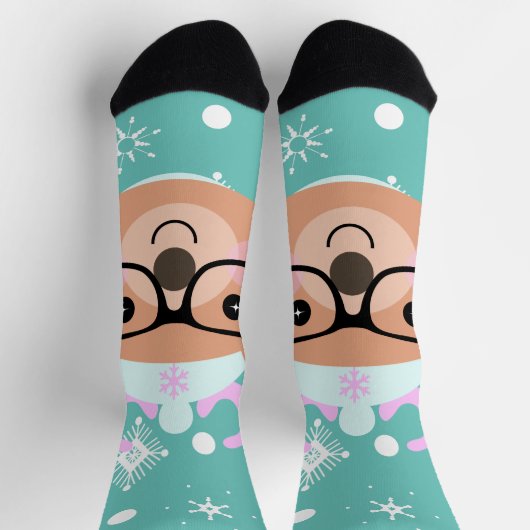 かわいいトナカイのクリスマスパーティースカーフハットグラス ソックス (上部)