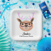かわいいトナカイのクリスマスパーティースカーフハットグラス ペーパープレート (パーティー)