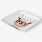 かわいいトナカイのクリスマスパーティースカーフハットグラス ペーパープレート (傾斜あり)