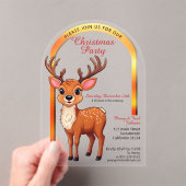 かわいいトナカイのクリスマスパーティー アクリル招待状 (インサイチュ (ポータブル))