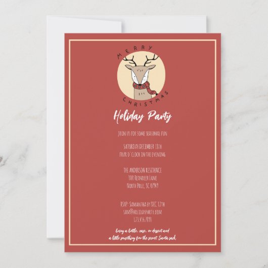 かわいいトナカイのクリスマスパーティー シーズンカード (正面)