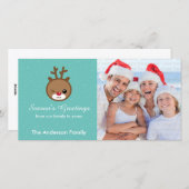かわいいトナカイのクリスマスフォトカード シーズンカード (正面/裏面)