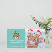 かわいいトナカイのクリスマスフォトカード シーズンカード (スタンド正面)