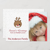 かわいいトナカイのクリスマスフォトカード シーズンカード (正面/裏面)