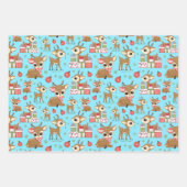 かわいいトナカイのクリスマスプレゼントオーナメントスノーフレーク ラッピングペーパーシート (正面2)