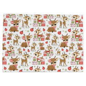 かわいいトナカイのクリスマスプレゼントオーナメントスノーフレーク ラージペーパーバッグ (裏面)